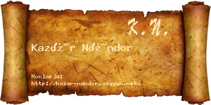 Kazár Nándor névjegykártya